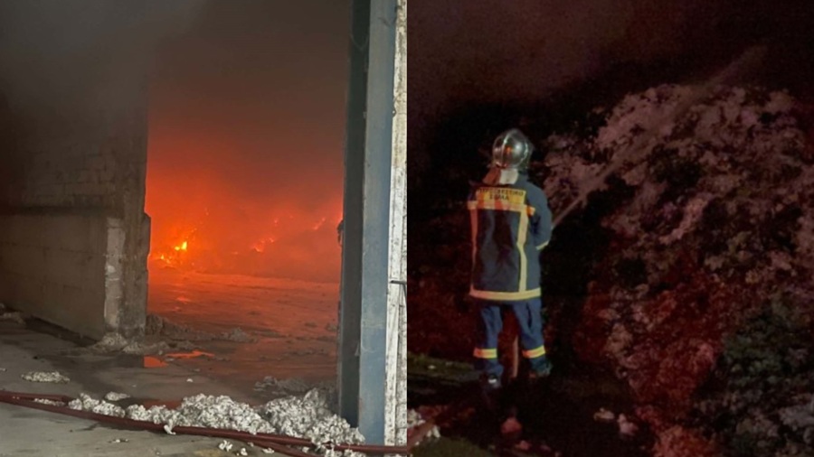 Τρίκαλα: Πύρινος εφιάλτης σε εργοστάσιο βάμβακος – Έξι αποθήκες στις φλόγες